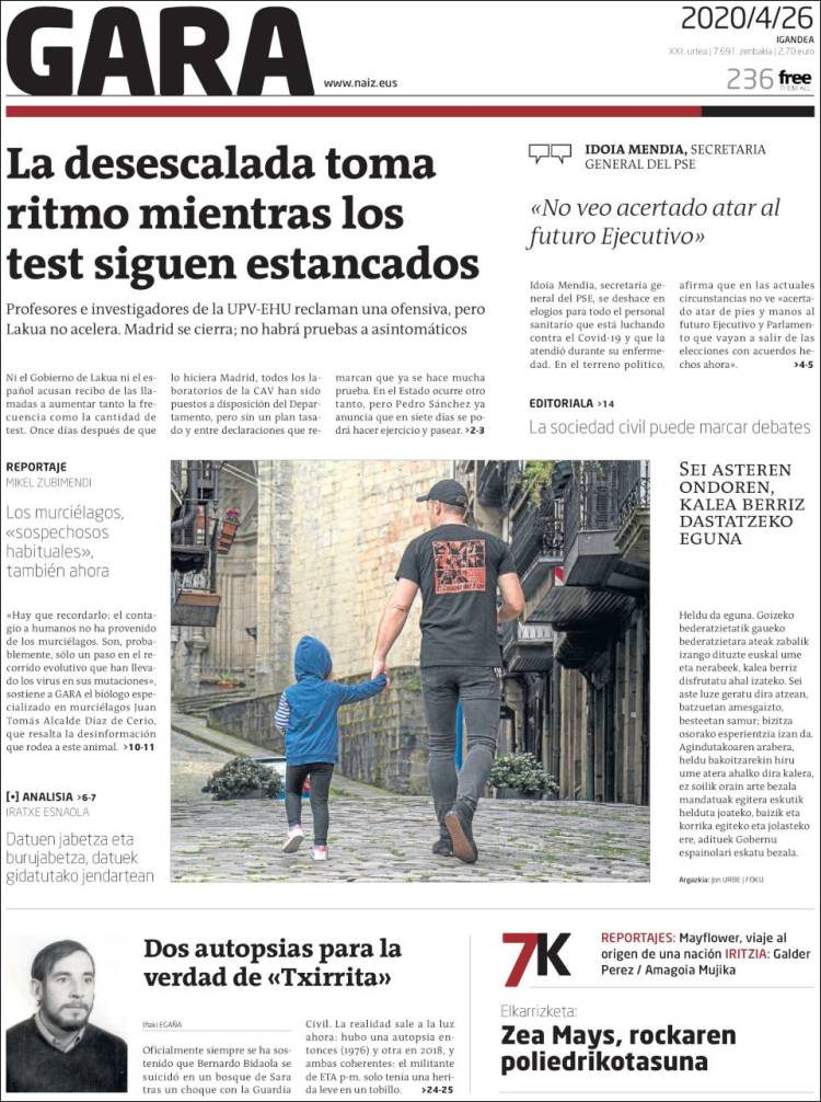 Portada de Gara (España)