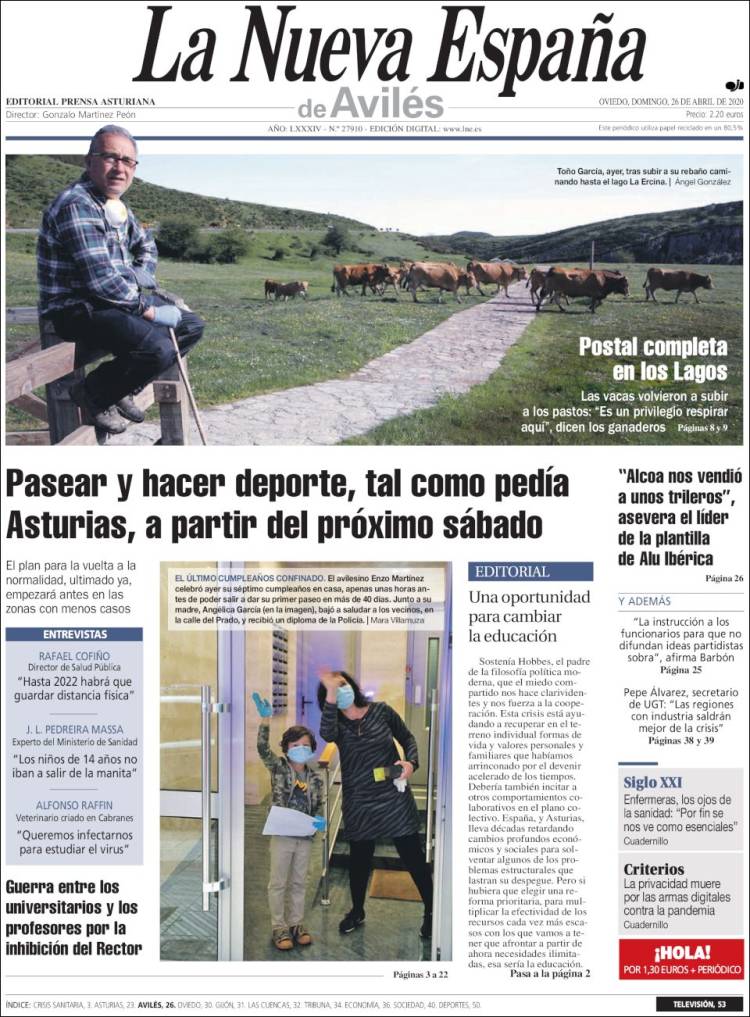 Portada de La Nueva España - Avilés (Spain)