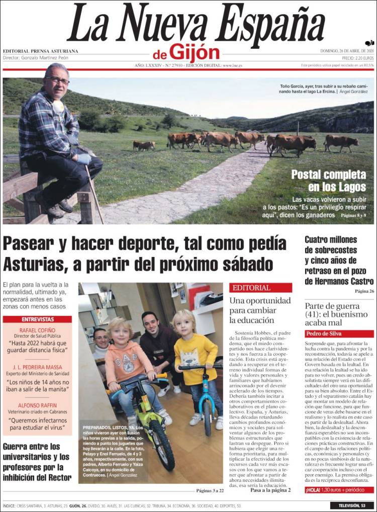 Portada de La Nueva España - Gijón (Spain)