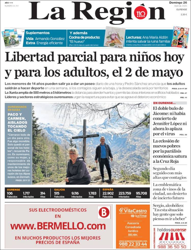 Portada de La Región de Ourense (Spain)