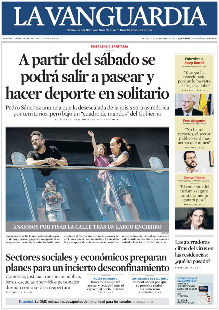 Portada de La Vanguardia (España)