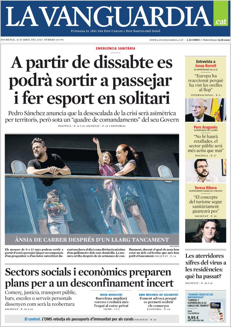 Portada de La Vanguardia (España)