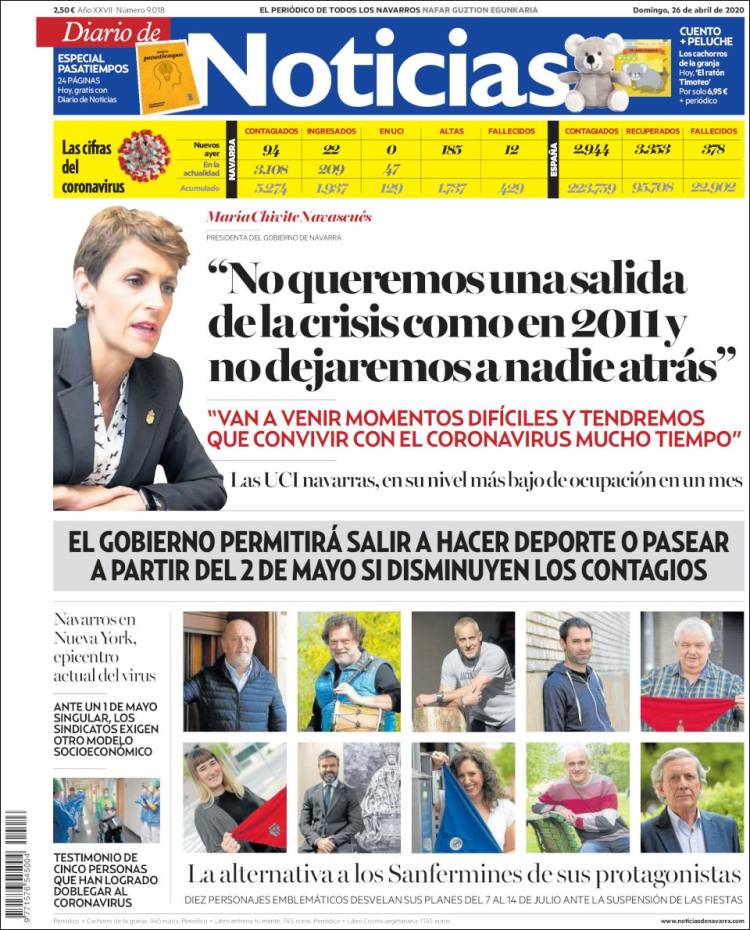 Portada de Noticias de Navarra (España)