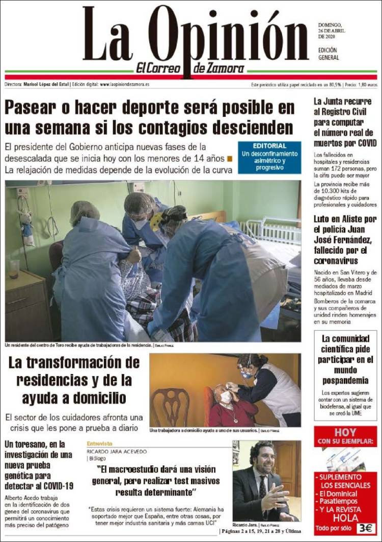 Portada de La Opinión - El Correo de Zamora (Spain)