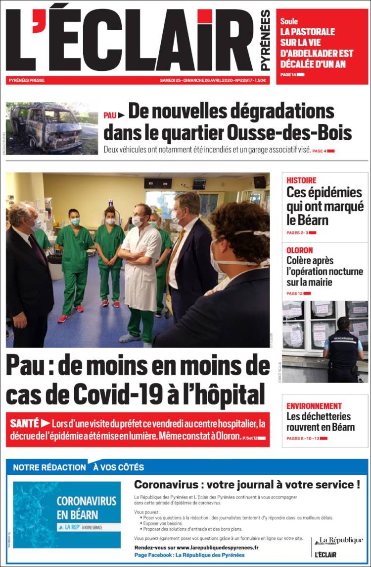 Portada de L'Eclair des Pyrénées (France)