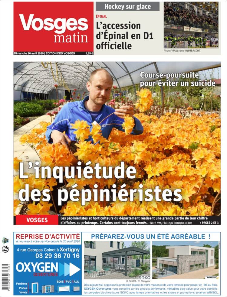 Portada de Vosges Matin (France)