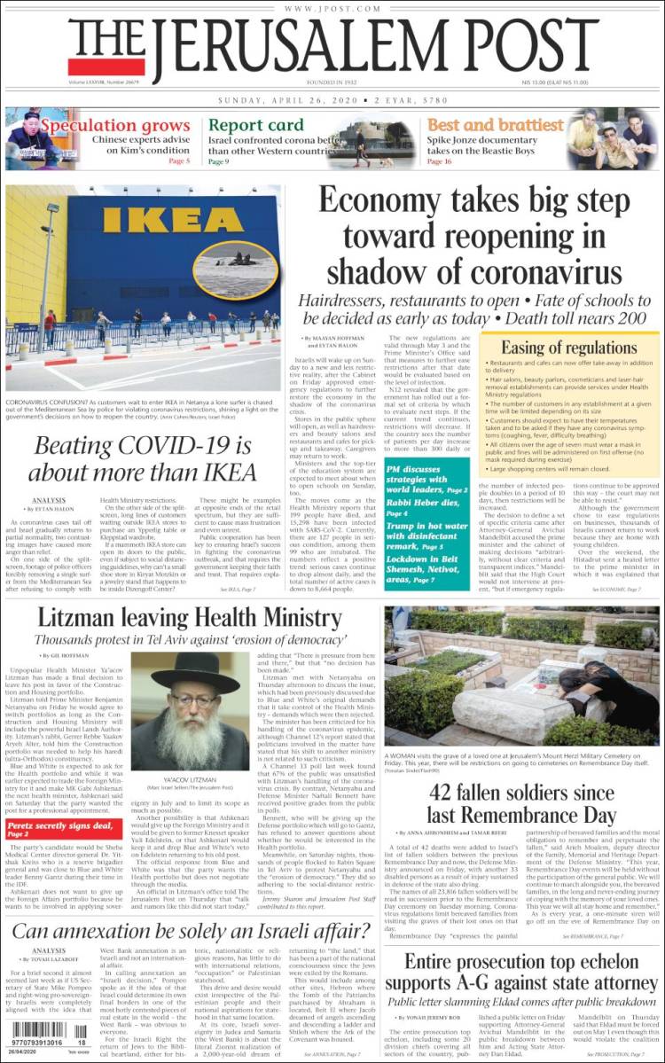 Portada de The Jerusalem Post (Israel)