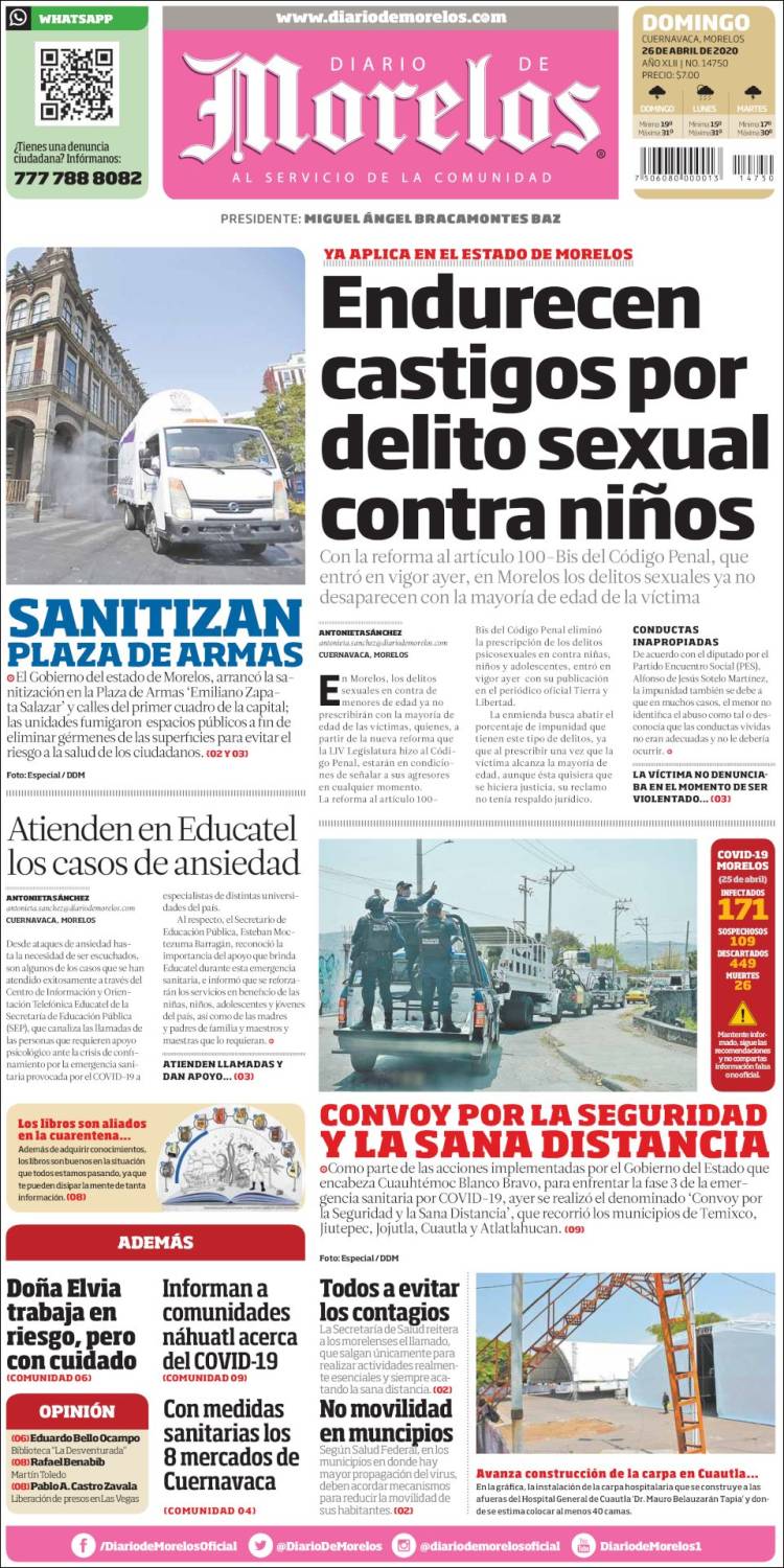 Portada de Diario de Morelos (M&eacute;xico)