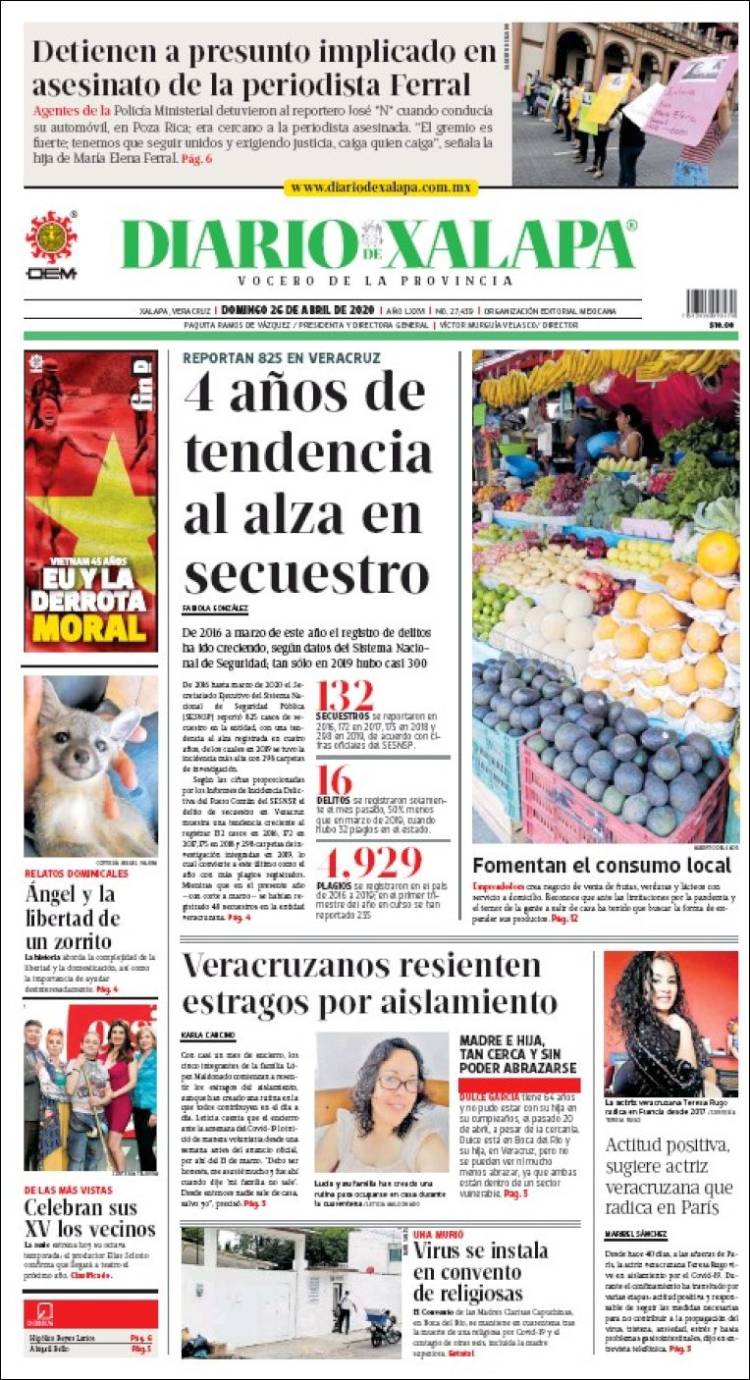 Portada de Diario de Xalapa (M&eacute;xico)