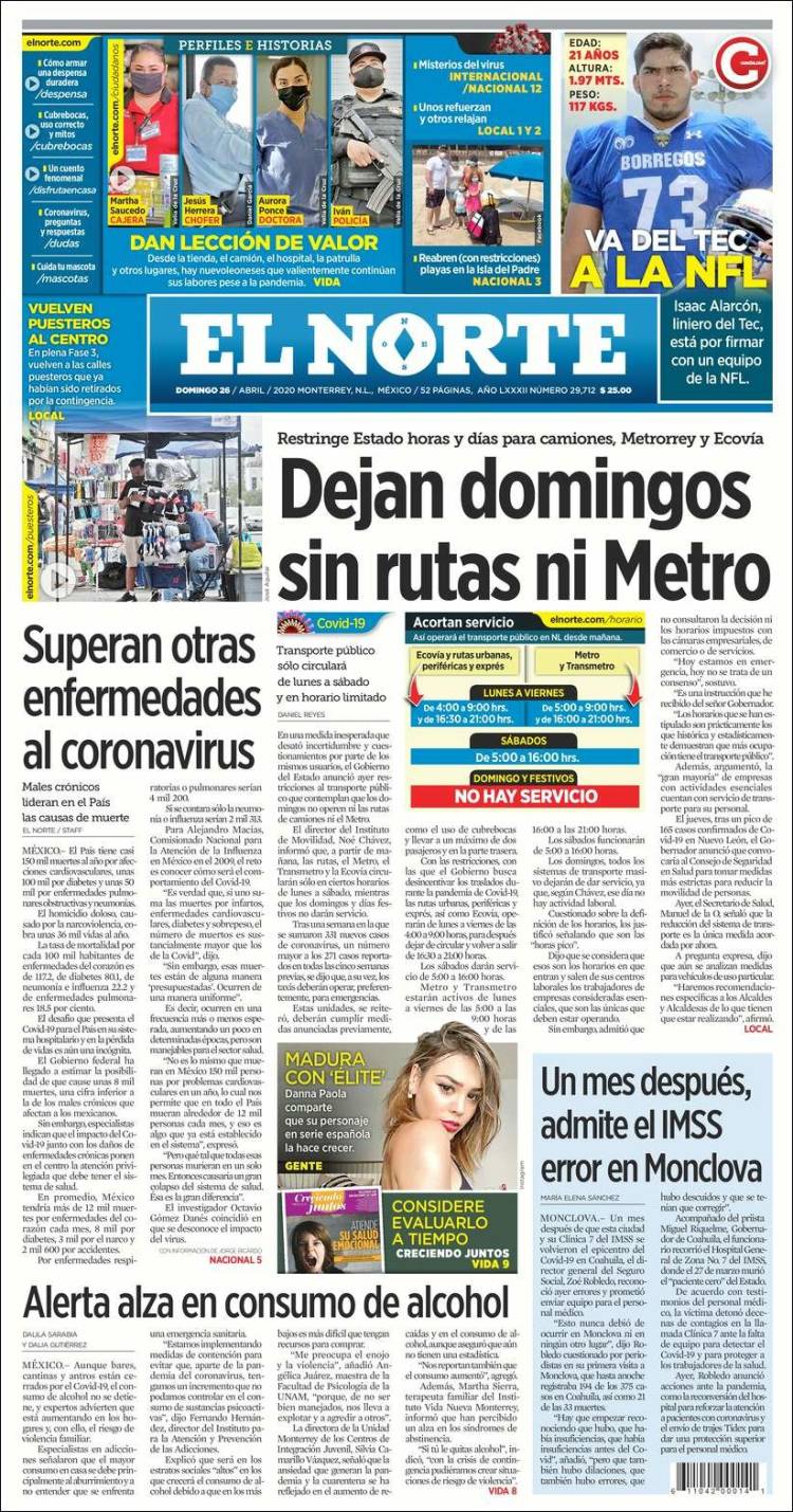 Portada de El Norte (M&eacute;xico)