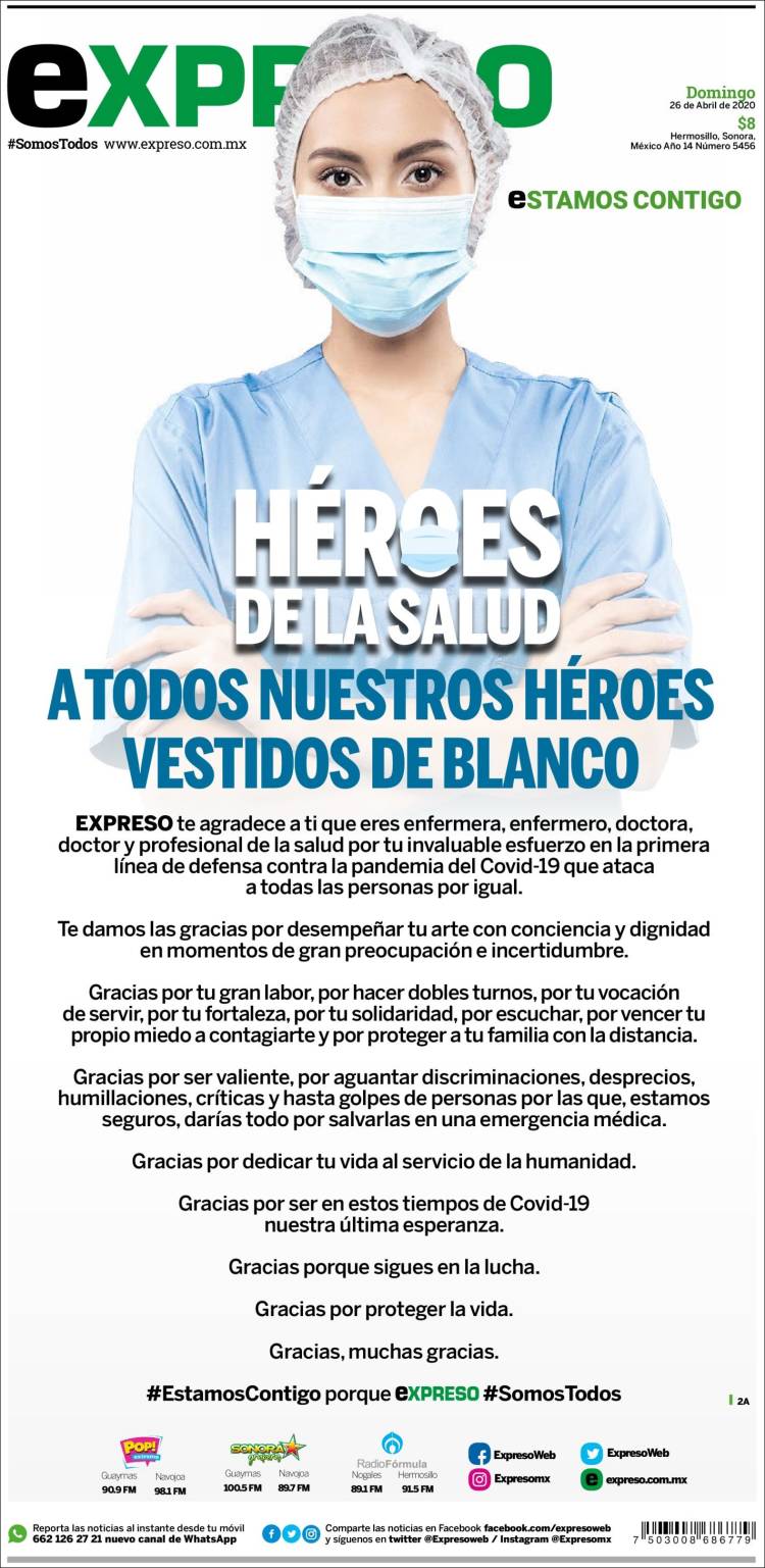 Portada de Expreso (M&eacute;xico)