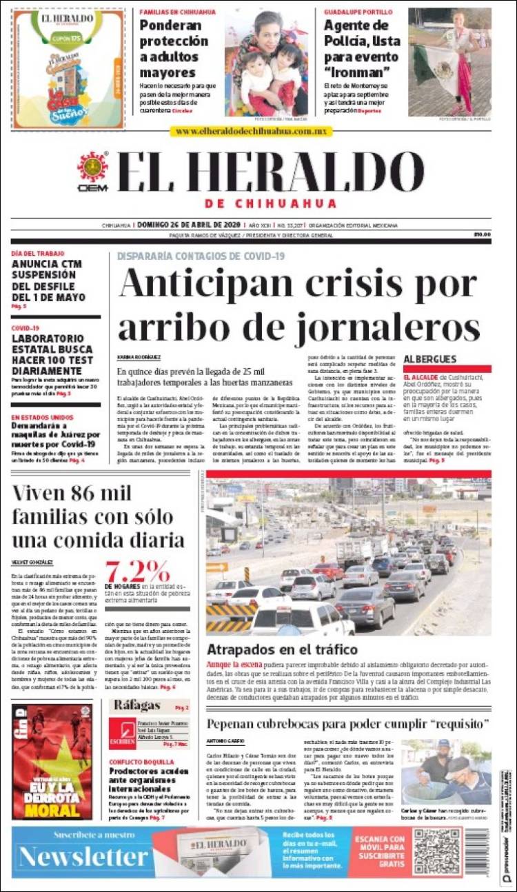 Portada de El Heraldo de Chihuahua (M&eacute;xico)