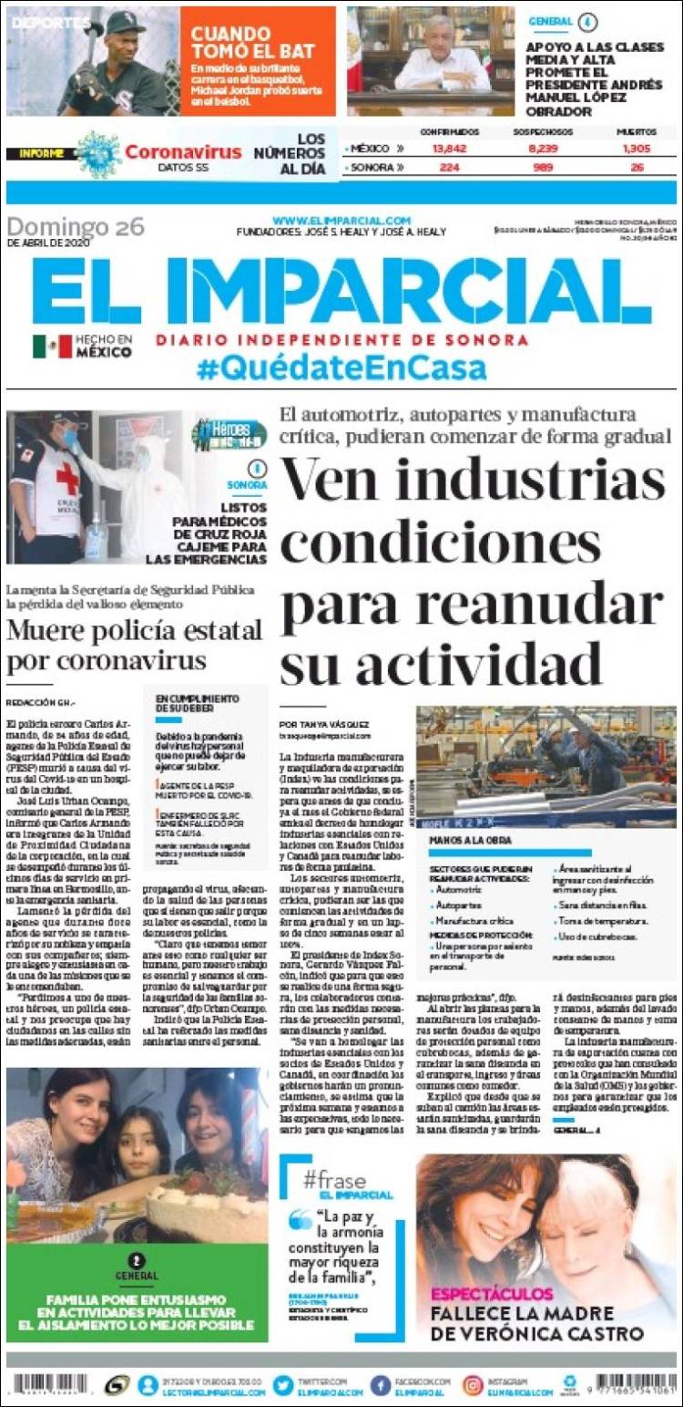 Portada de El Imparcial (M&eacute;xico)