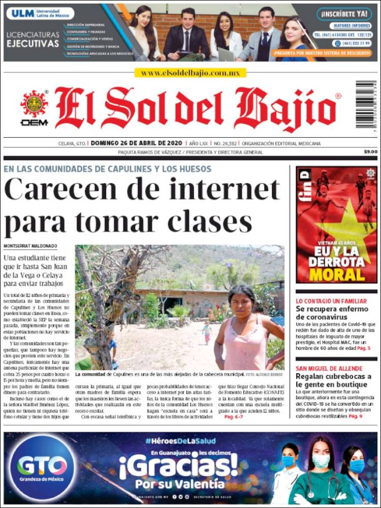 Portada de El Sol del Bajio (M&eacute;xico)