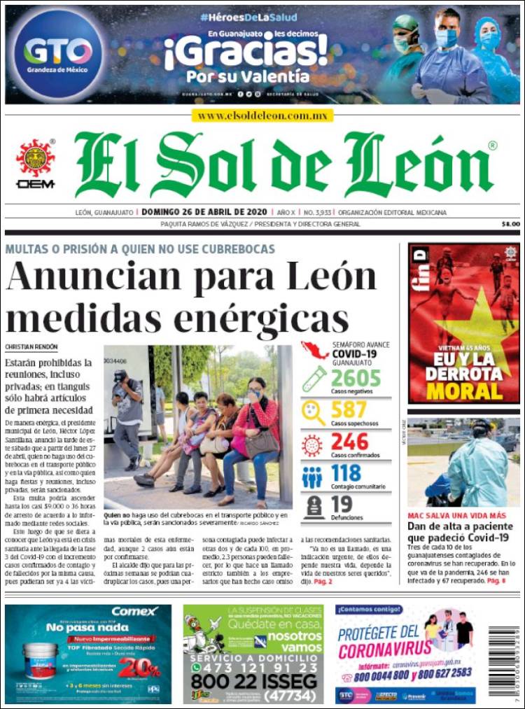Portada de El Sol de León (M&eacute;xico)
