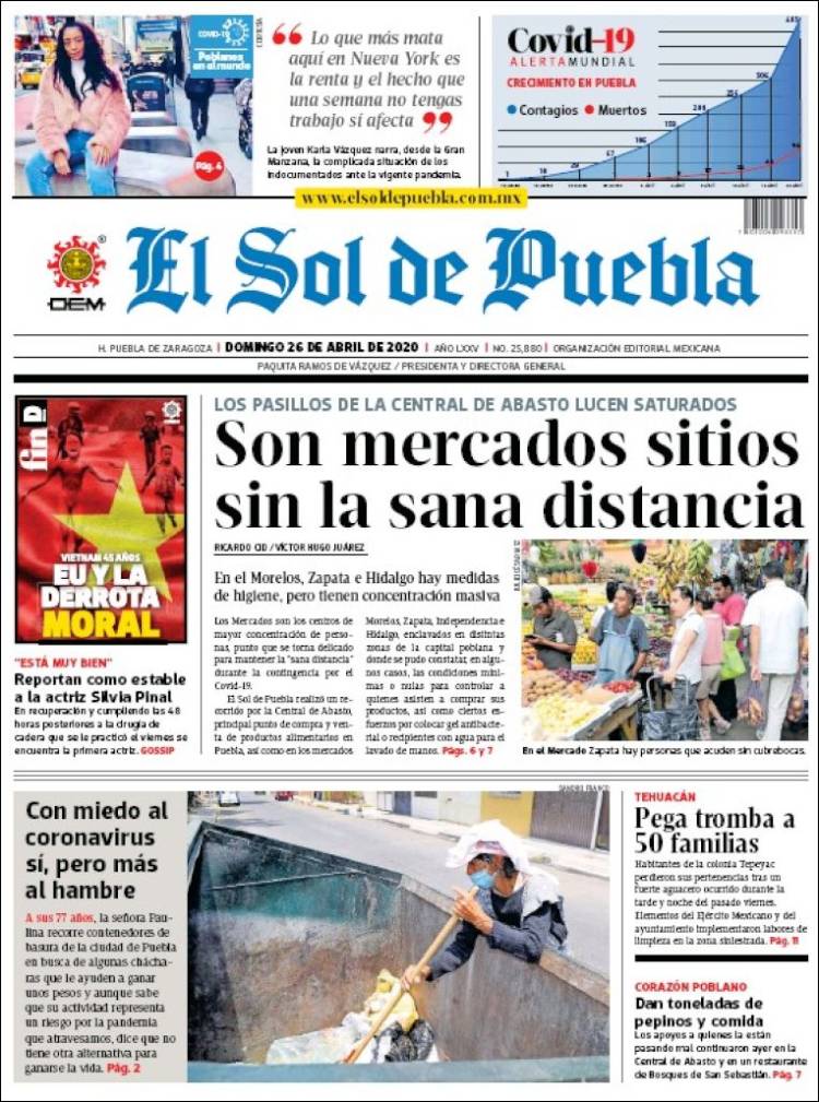 Portada de El Sol de Puebla (M&eacute;xico)