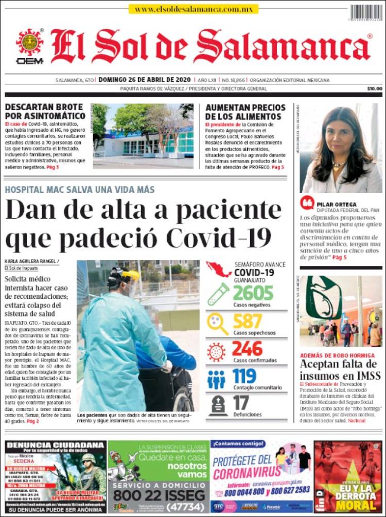 Portada de El Sol de Salamanca (M&eacute;xico)