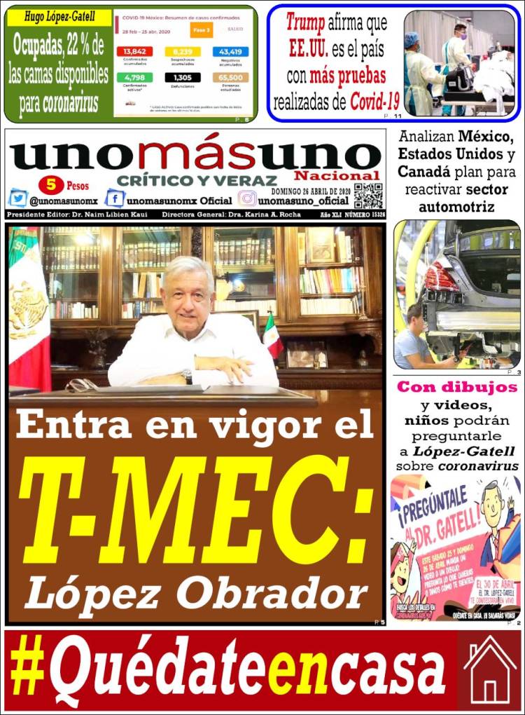 Portada de unomásuno (M&eacute;xico)