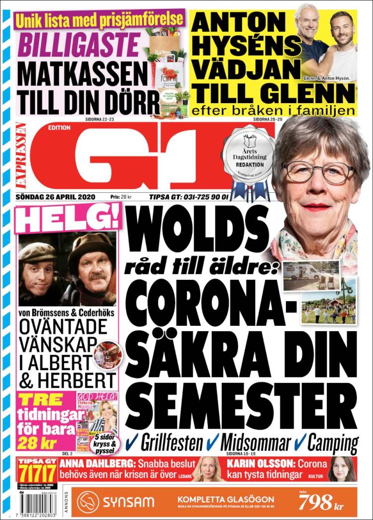 Portada de Göteborgstidningen (Suecia)