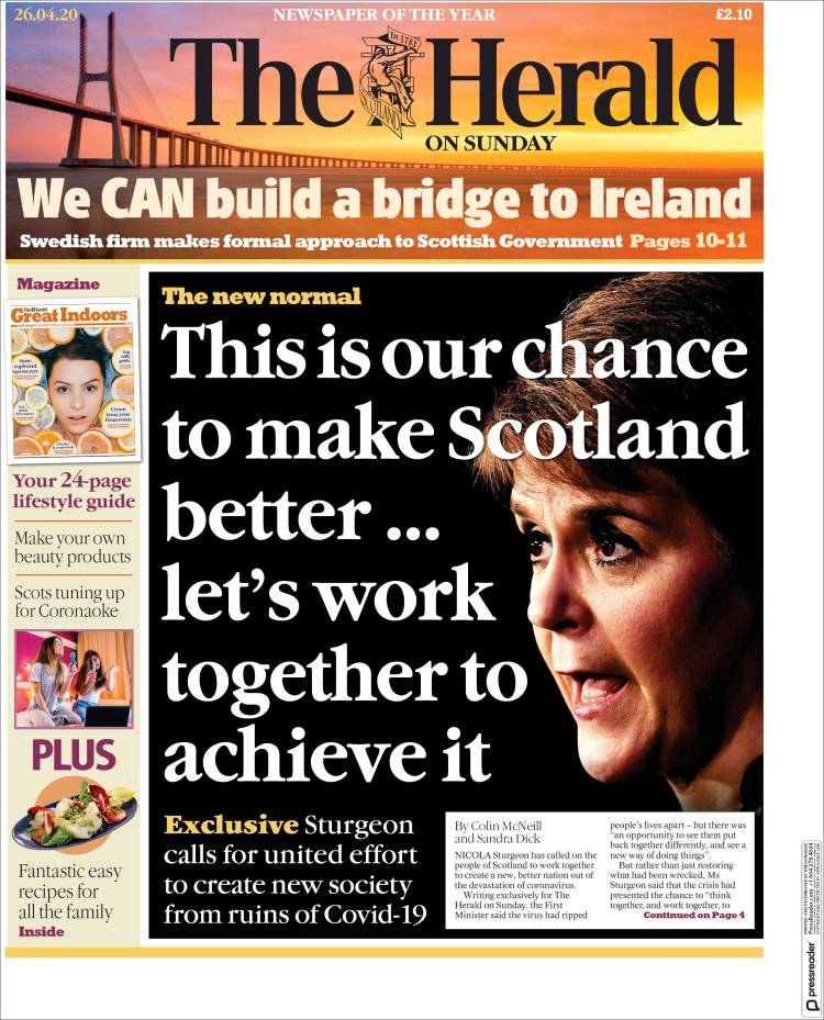 Portada de The Herald (Reino Unido)