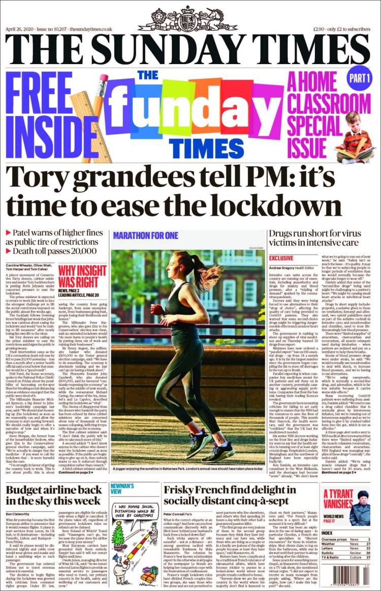 Portada de The Times (Reino Unido)