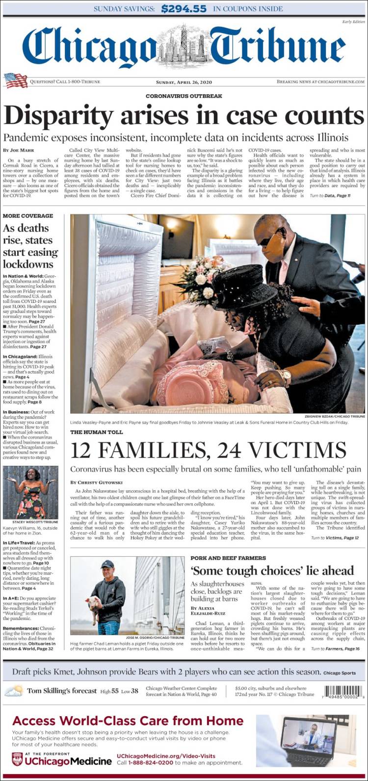 Portada de Chicago Tribune (USA)