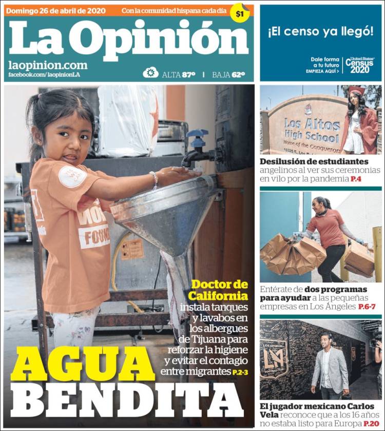 Portada de La Opinión (USA)