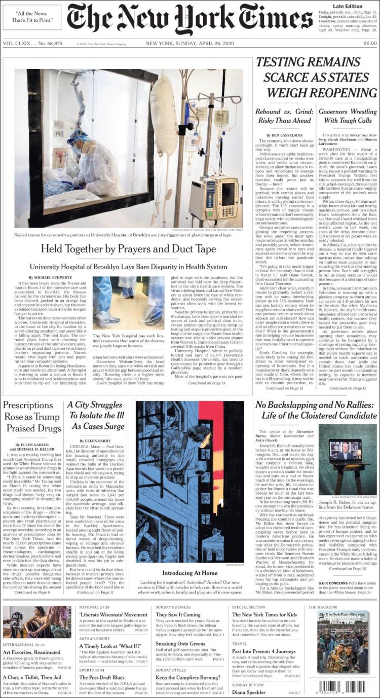 Portada de New York Times (USA)