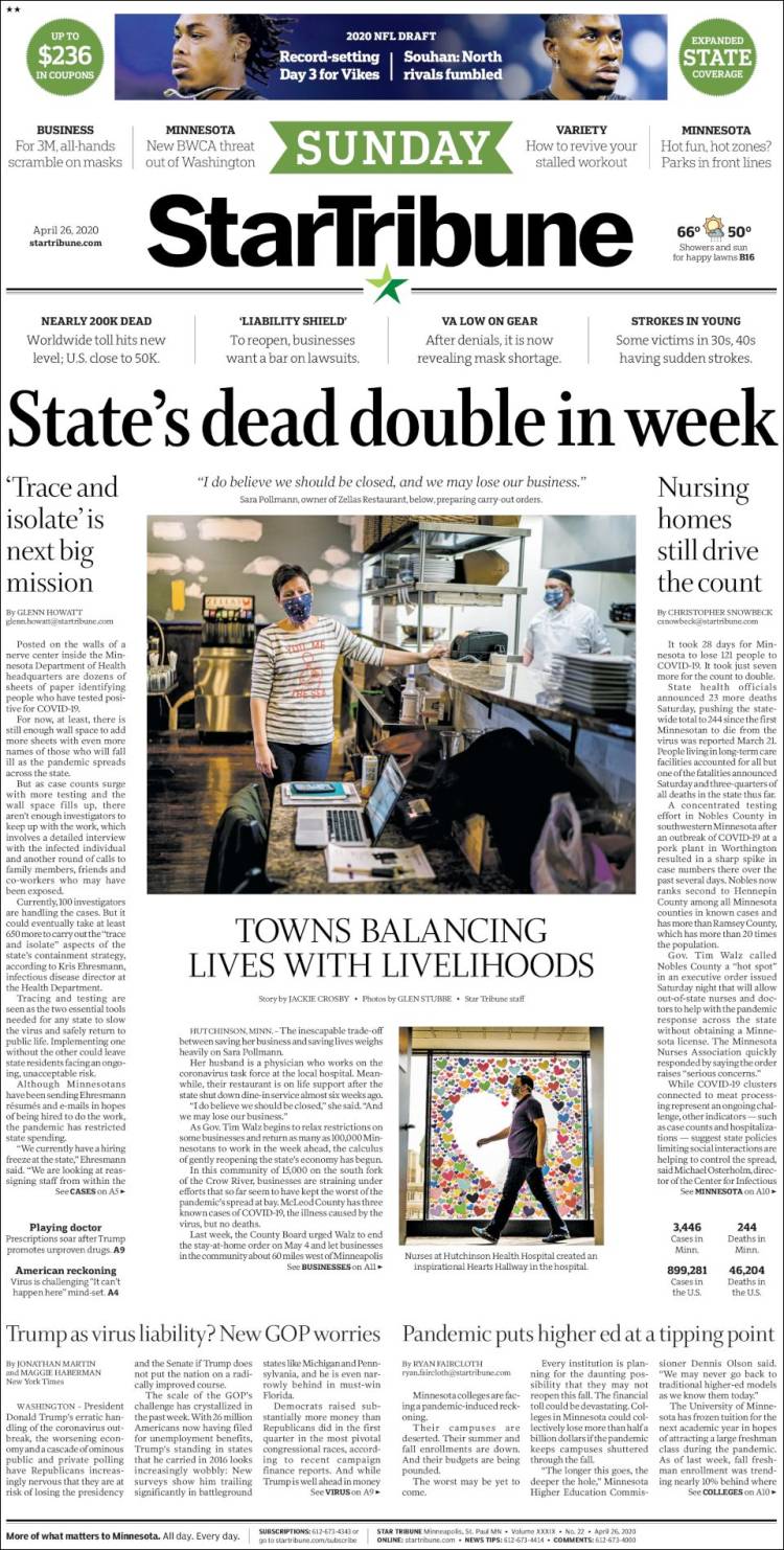 Portada de Star Tribune (USA)