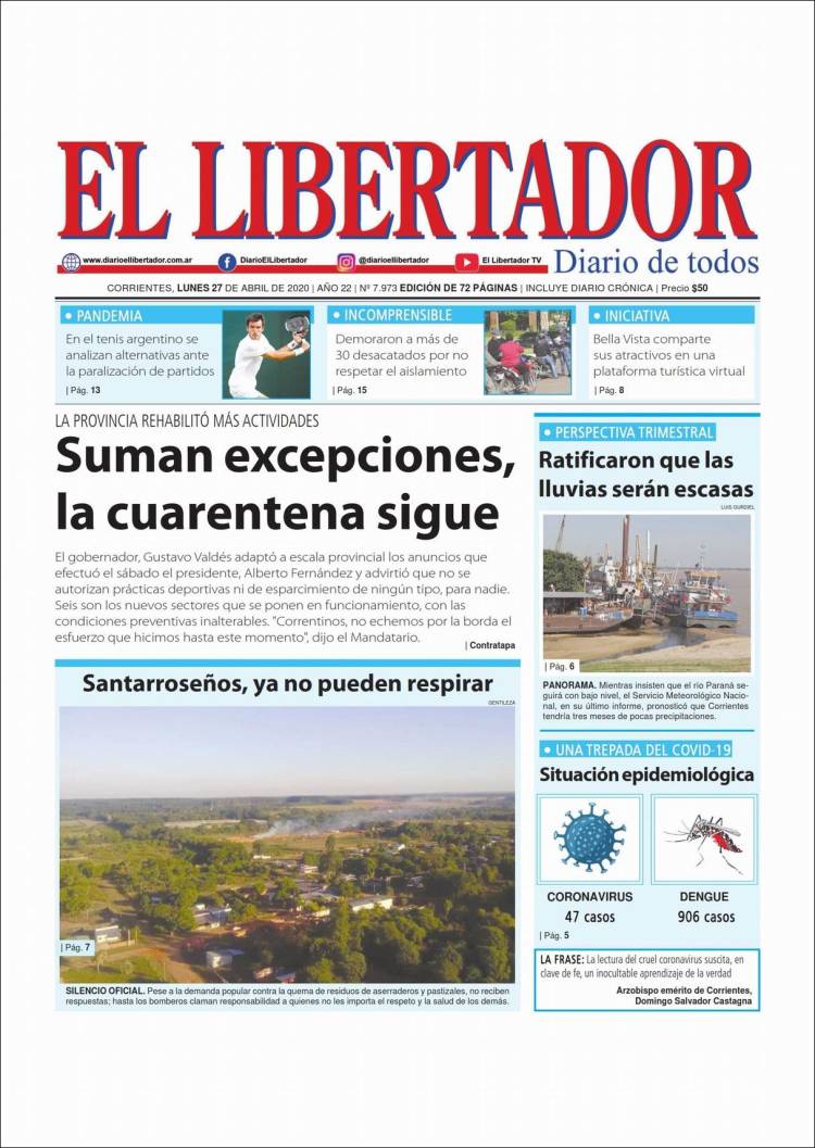 Portada de Diario El Libertador (Argentina)