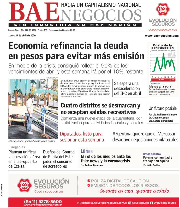 Portada de Buenos Aires Económico (Argentina)