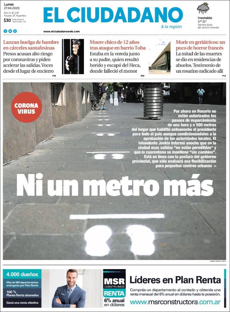 Portada de Diario El Ciudadano (Argentina)