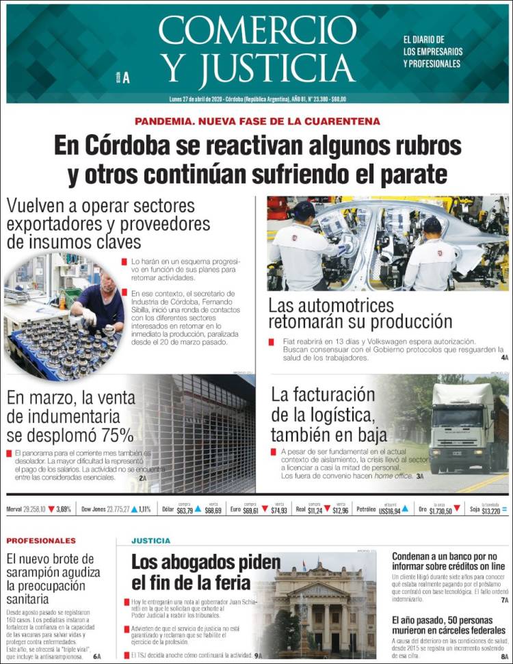 Portada de Comercio y Justicia (Argentina)
