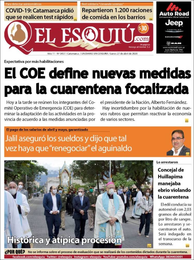 Portada de El Esquiu (Argentina)