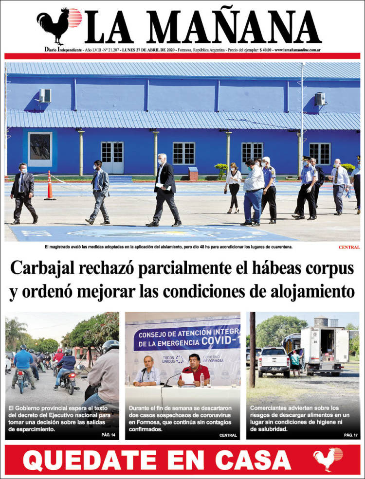 Portada de Diario La Mañana (Argentina)