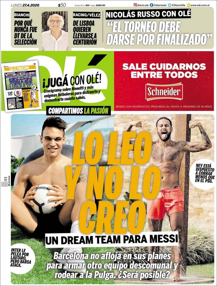 Portada de Olé (Argentina)