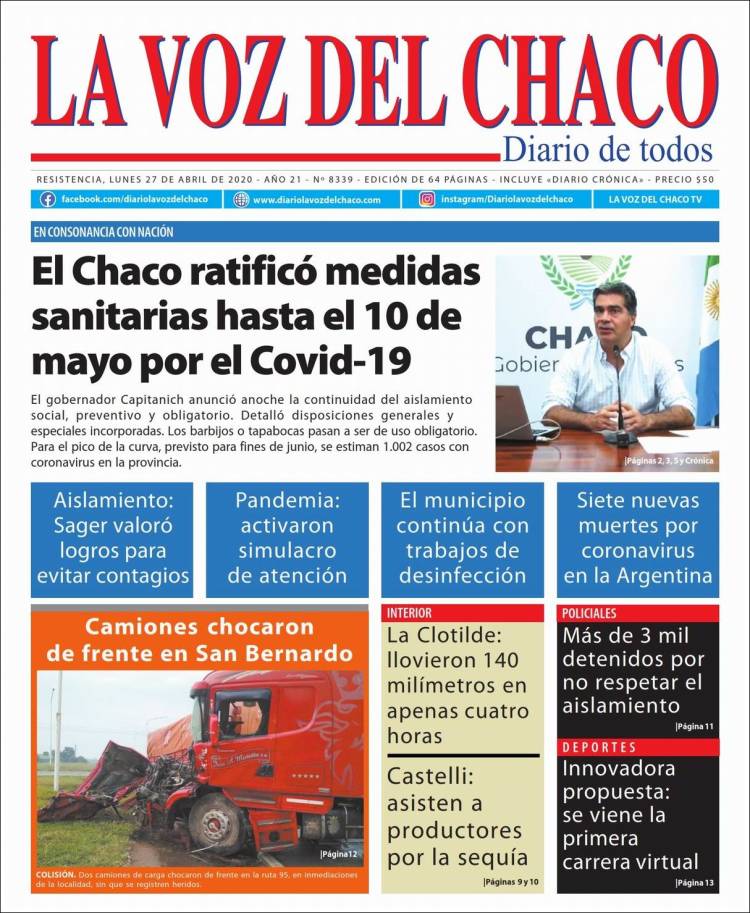 Portada de La Voz del Chaco (Argentina)