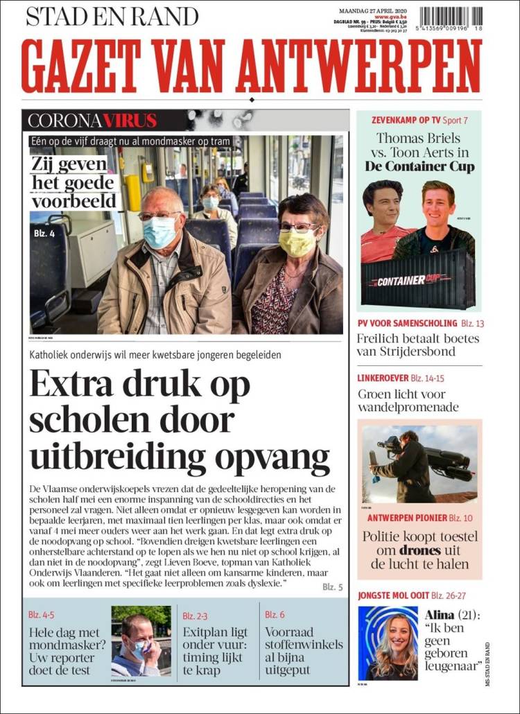 Portada de Gazet van Antwerpen (B&eacute;lgica)