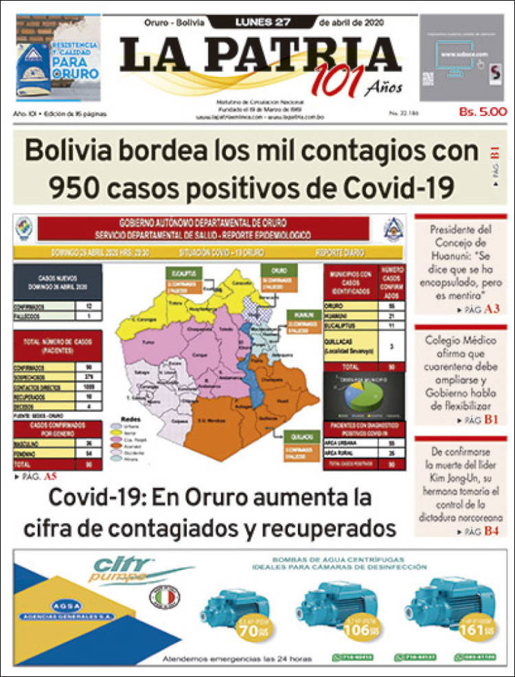 Portada de La Patria (Bolivia)