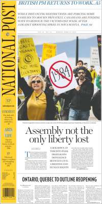 Portada de The National Post (Canadá)