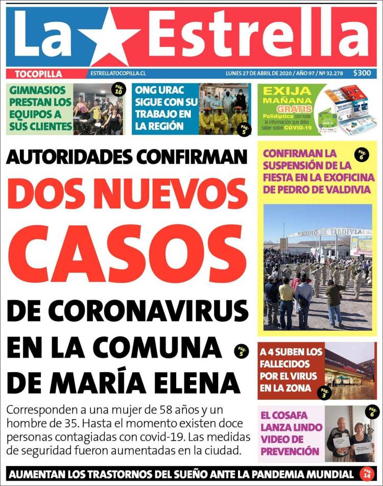 Portada de La Estrella de Tocopilla (Chile)