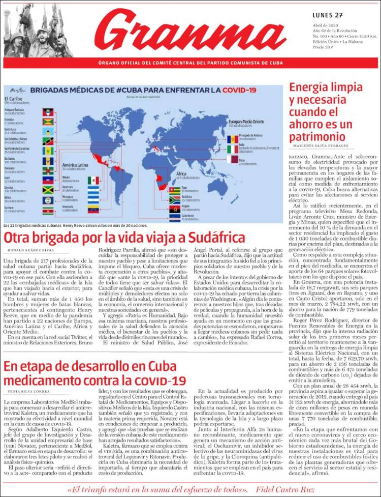 Portada de Granma (Cuba)