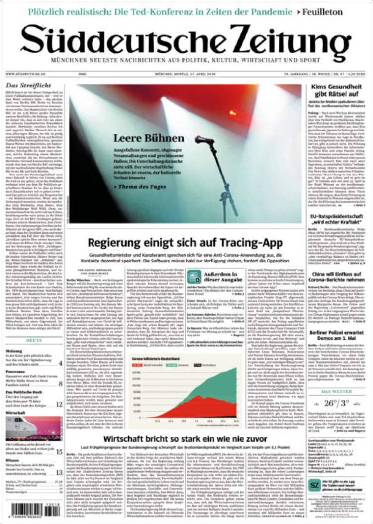 Portada de Sueddeutsche (Alemania)