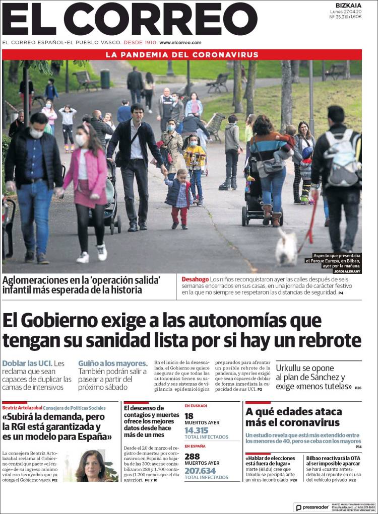 Portada de El Correo (Spain)