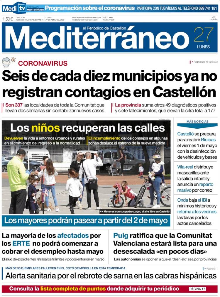 Portada de El Periódico Mediterraneo (Spain)
