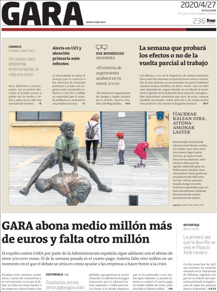 Portada de Gara (Spain)