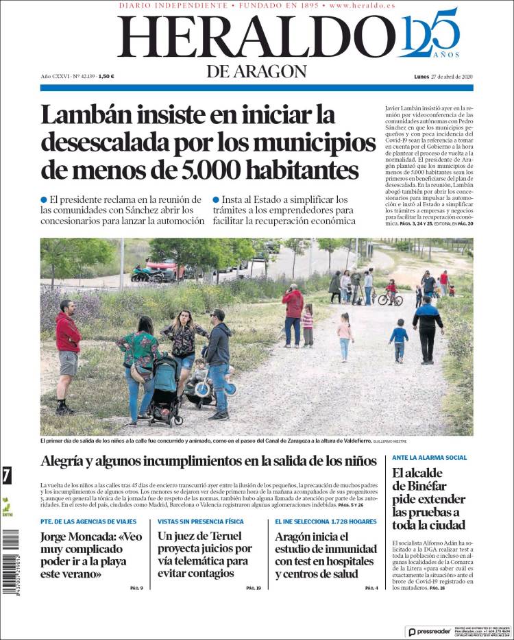 Portada de Heraldo de Aragón (Spain)