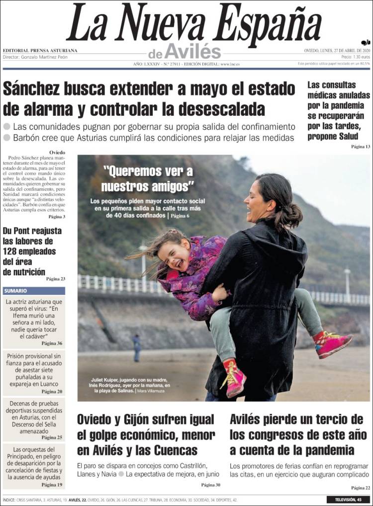 Portada de La Nueva España - Avilés (Spain)