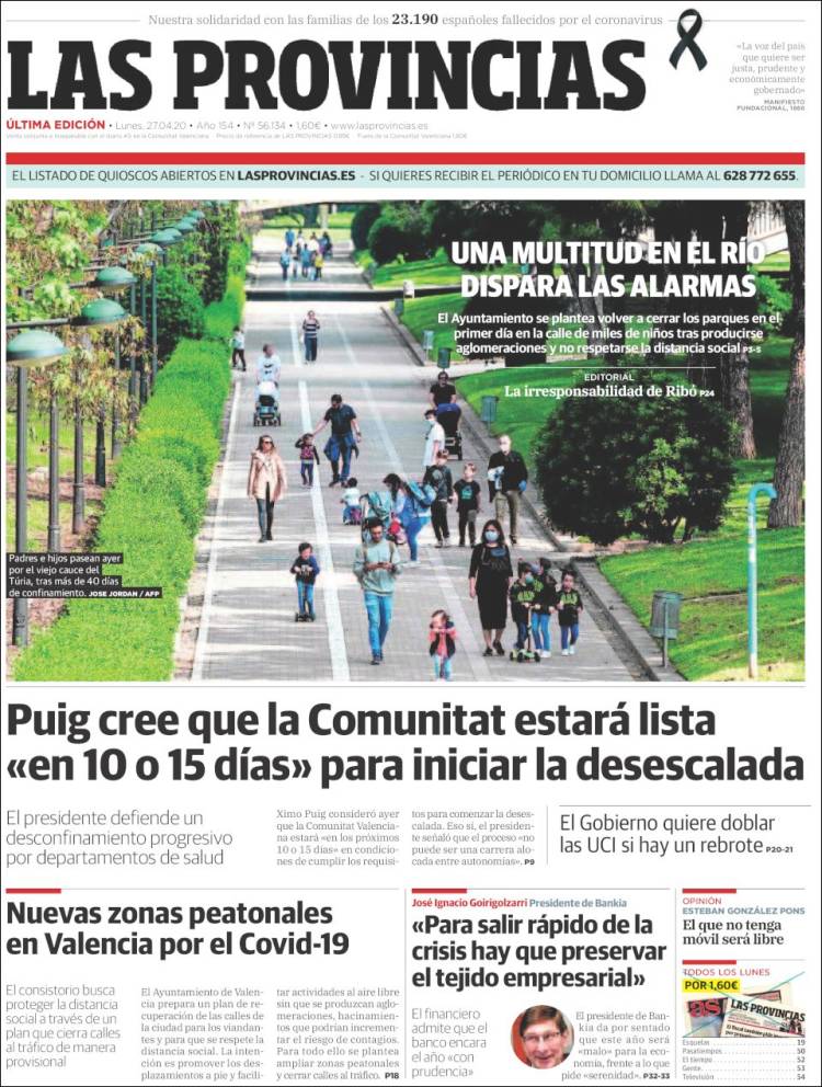 Portada de Las Provincias (Spain)