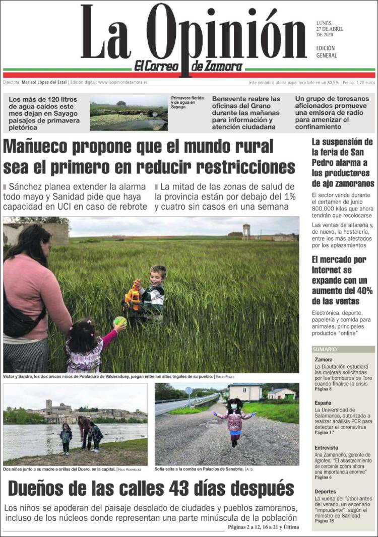 Portada de La Opinión - El Correo de Zamora (Spain)
